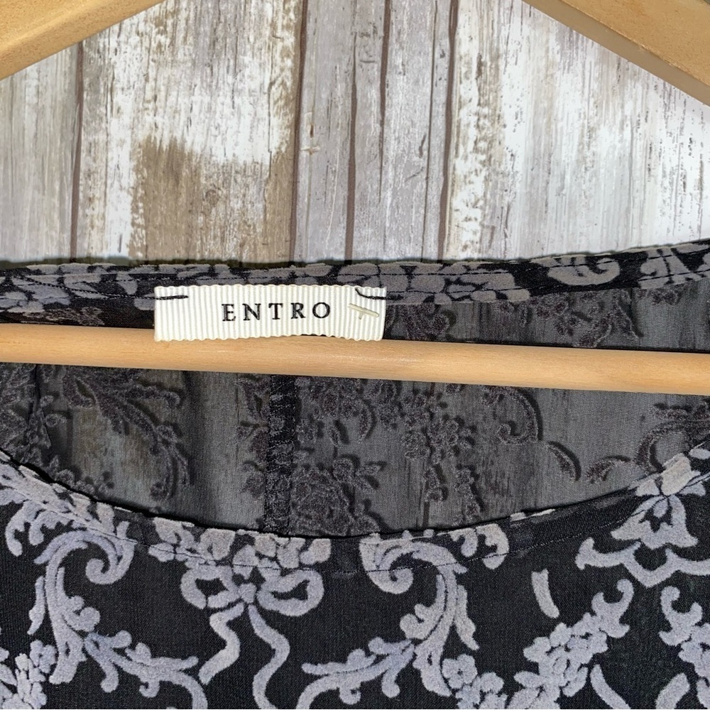 Entro Sheer Mesh Fringe Bottom Cropped Blouse Medium - Picture 5 of 5